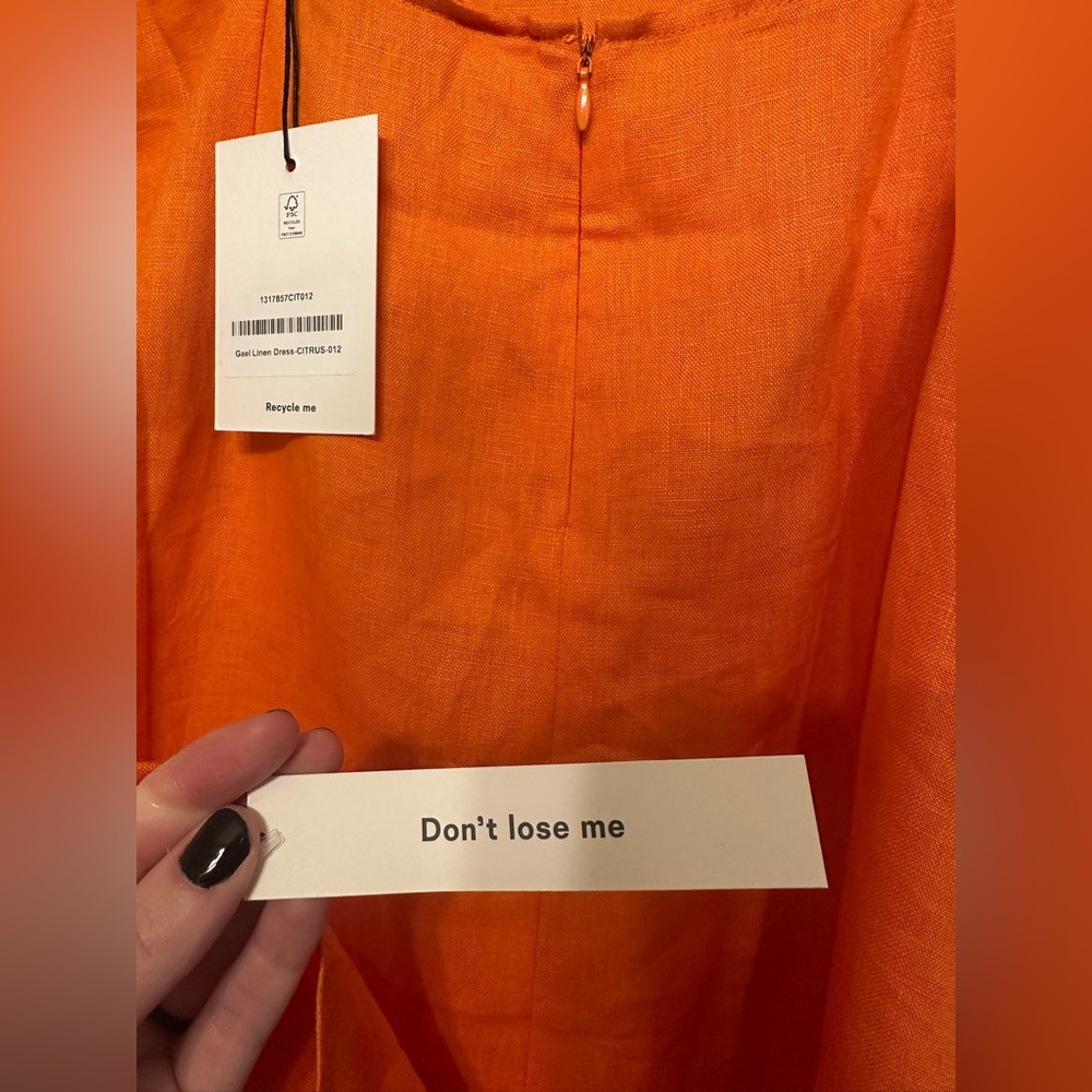 NWT Reformation Gael Linen Dress Orange - Size 12 - Picture 9 of 10